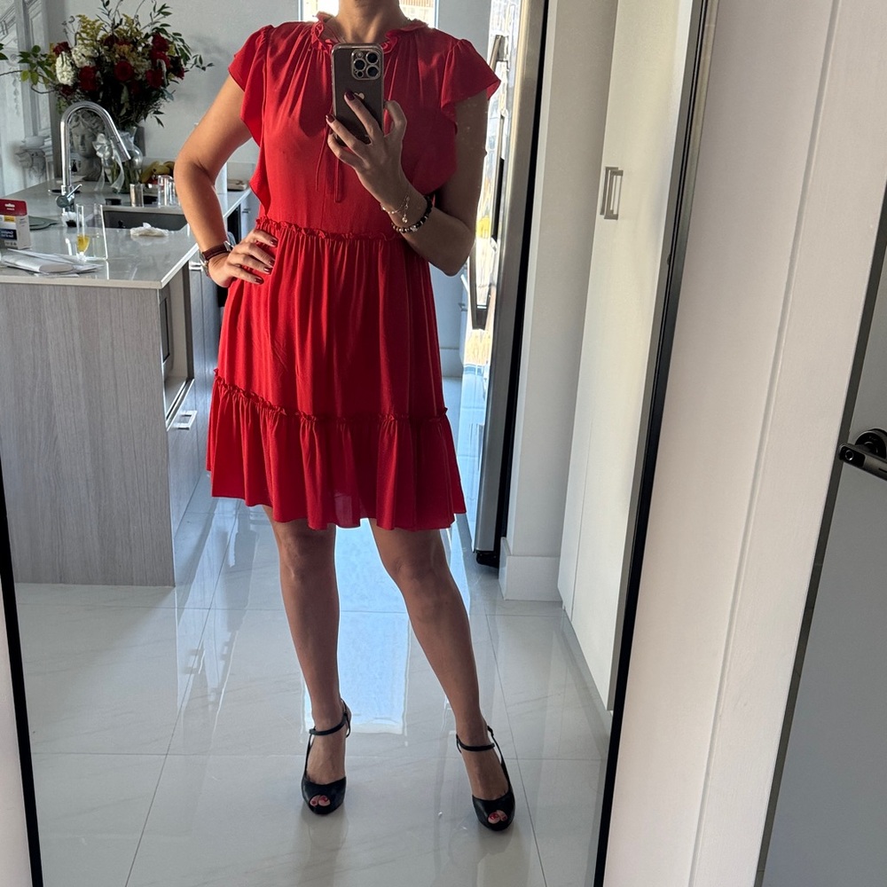 Red Valentino Silk Ruffled Dress